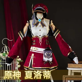 משחק אנימה Genshin השפעה שרלוט מדהימה קוספליי תלבושת אחידה ליל כל הקדושים מסיבת קרנבל נשים לשחק תפקיד תלבושת סט מלא