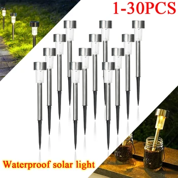 1-30Pcs השמש קישוט הגן כלים אור חיצוני מופעל סולארית מנורה עמיד למים נוף תאורה עבור מסלול פטיו בחצר דשא
