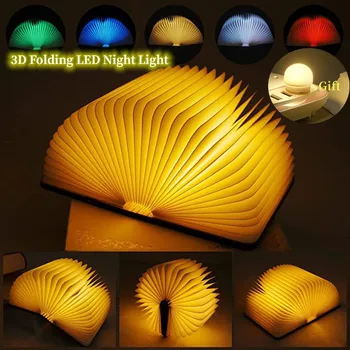 3D קיפול יצירתי LED לילה אור צבע RGB USB להטעין עץ הספר אור עיצוב חדר השינה השולחן מנורת שולחן בשביל הילד ההולדת מתנה