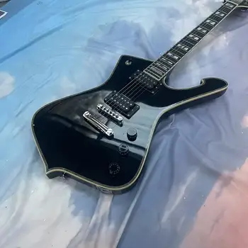 חייל-6 מיתרים גיטרה חשמלית משולבת גיטרה חשמלית, גוף שחור עם מעטפת בצבע הקצה, מבריק, רוז ווד fingerboa