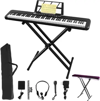 דיגיטלי מקלדת 88 מפתחות, פסנתר חשמלי נייד למחצה משוקלל מפתח (לא בגודל מלא) עבור הוראה או למתחילים, עם כוח 