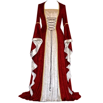נשים וינטאג ' של ימי הביניים שמלת ליל כל הקדושים תחפושת גותית שמלת מסיבת תחפושות נשים קוספליי ארמון האציל זמן גלימות שמלת תחפושת